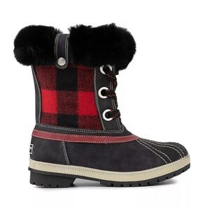 LONDON FOG Milly Plaid Women’s Waterproof Winter Duck Boot NIB